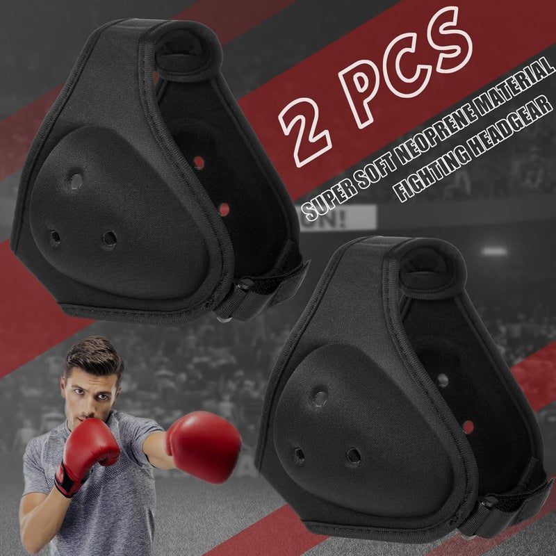 Jerify 2 Pcs Wrestling Headgear for Kids Youth Soft Grappling Headgear Wrestling Adjustable Ear Guard Protective(Black) - Image 2